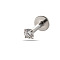 G23 Titanium Alloy Cubic Zirconia 17 Gauge Flat Round Threadless Labrets, Piercing Jewelry for Women Men, Stainless Steel Color, Clear, 8x2.5mm, Pin: 1.2mm