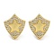 Rack Plating Brass Micro Pave Clear Cubic Zirconia Stud Earrings, Cadmium Free & Lead Free,Real 18K Gold Plated, Star, 16.5x14mm
