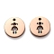 Ion Plating(IP) 304 Stainless Steel Charms, Flat Round with Hollow Girl, Rose Gold, 12x1.4mm, Hole: 2mm