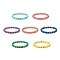 7Pcs 7 Colors Column Polymer Clay Stretch Beaded Bracelets, with Golden Plated Brass Beads, Mixed Color, Inner Diameter: 2-1/8 inch(5.5cm), 1pc/color