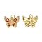 Brass Micro Pave Cubic Zirconia Pendants, Cadmium Free & Nickel Free & Lead Free, with Jump Ring, Enamel Style, Butterfly Charms, Golden, Red, 15x18x2mm, Hole: 3mm