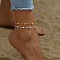 Heart Alloy Double Layer Chain Anklets, Golden, 8-1/4 inch(210mm)