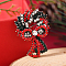 Christmas Theme Zinc Alloy Rhinestone Brooches for Backpack Clothes, Christmas Wreath with Bowknot