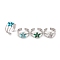 Flower 304 Stainless Steel Open Cuff Rings, Synthetic Turquoise & Malachite Rings for Women, 12mm, Adjustable