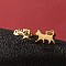 Stainless Steel Stud Earrings for Women, Left and Right, Cat, Golden, 6~12x5~11mm