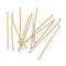 304 Stainless Steel Flat Head Pins, Real 16K Gold Plated, 30x0.7mm, 21 Gauge, Head: 1.5~2mm