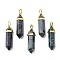 Natural Kambaba Jasper Pointed Pendants, with Random Brass Pendant Hexagon Bead Cap Bails, Golden, Bullet, 38.5~40x12~12.5x10~11mm, Hole: 3x4.5mm