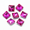 Pointed Back Glass Rhinestone Cabochons, Back Plated, Faceted, Square, Camellia, 10x10x5mm