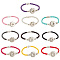 10Pcs 10 Colors PU Imitation Leather Braided Bracelet Makings, Alloy Snap Button Bracelets with Magnetic Clasp, Mixed Color, 8-1/8x1/8 inch(20.5x0.45cm), 1pc/color