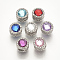 Alloy Rhinestone European Beads, with Acrylic Rhinestones, Large Hole Beads, Column, Mixed Color, 12x11.5mm, Hole: 5mm