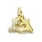 Heart Theme Brass Micro Pave Cubic Zirconia Charms, Cadmium Free & Nickel Free & Lead Free, with Jump Ring, Real 18K Gold Plated, Palm, 9.5x11.5x2.5mm, Hole: 3mm