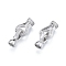 Brass Fold Over Clasps, Cadmium Free & Nickel Free & Lead Free, with Crystal Rhinestone Findings, Real Platinum Plated, Clasp: 13.5x7.5x5.5mm, Inner Diameter: 3.8x1.2mm, Ring: 15x9.5x2.5mm, Inner Diameter: 3.8x1.4mm