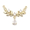 Brass Micro Pave Clear Cubic Zirconia Pendants, Cadmium Free & Nickel Free & Lead Free, Leaf Charms, Real 14K Gold Plated, 22.5x27.5x3mm, Hole: 1mm