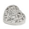 Brass Micro Pave Cubic Zirconia Pendants, Hollow Heart, Long-Lasting Plated, Cadmium Free & Lead Free, Rack Plating, Platinum, 26.5x29x6.5mm, Hole: 1.4mm