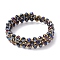 Glass Rondelle Beaded Wrap Style Bracelet, Triple Layer Bracelet, Black, Inner Diameter: 2-1/8 inch(5.4cm)