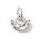 Rack Plating Brass Clear Cubic Zirconia Charms, with Jump Ring, Long-Lasting Plated, Lead Free & Cadmium Free, Hand with Heart, Platinum, 12x10x4mm, Hole: 3mm