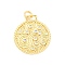 Brass Micro Pave Cubic Zirconia Pendants, Cadmium Free & Lead Free, Flat Round, with Jump Ring, Real 16K Gold Plated, 22.5x19.5x1.5mm, Hole: 3.5mm