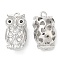 Brass with Cubic Zirconia Pendants, Cadmium Free & Nickel Free & Lead Free, Owl, Real Platinum Plated, 15x8.5x7.5mm, Hole: 1.2&1.8mm