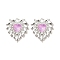 Rack Plating Alloy Rhinestones Pendants, Lead Free & Cadmium Free, Heart, Silver, Purple, 20x20x4mm, Hole: 2mm