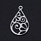 Non-Tarnish 201 Stainless Steel Pendants, Filigree Joiners Findings, Laser Cut, teardrop, with Flower, Stainless Steel Color, 22x13x1mm, Hole: 1.4mm