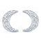 Non-Tarnish 201 Stainless Steel Filigree Joiners Links, Moon, Stainless Steel Color, 35x26x1mm