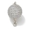 Rack Plating Brass Micro Pave Cubic Zirconia Pendants, with Magnetic, Long-Lasting Plated, Lead Free & Cadmium Free, Round Charms, Platinum, 24x16mm, Hole: 2.6mm