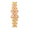 Brass Pave Pink Cubic Zirconia Flower with Leaf Links Connector Charms, Long-Lasting Plated, Lead Free & Cadmium Free, Real 18K Gold Plated, 50x15x5mm, Hole: 1mm