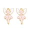 Rack Plating Alloy Enamel Pendants, Golden, Angel Charm, Misty Rose, 30x19x1.5mm, Hole: 1.8mm