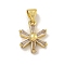 Rack Plating Brass Micro Pave Cubic Zirconia Charms, Long-Lasting Plated, Cadmium Free & Lead Free, Flower, Real 18K Gold Plated, 14.5x11x4.5mm, Hole: 4.5x3mm
