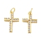 Brass Micro Pave Cubic Zirconia Pendants, Cross, Lead Free & Cadmium Free, Long-Lasting Plated, Rack Plating, with Jump Ring, Real 18K Gold Plated, 18.5x12.5x2.5mm, Hole: 3mm