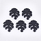 Painted Poplar Wood Pendants, Tropical Leaf Charms, Monstera Leaf, Black, 30x24x2.5~3mm, Hole: 1.5~2mm