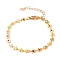 Brass Enamel Flower Link Chain Bracelets, with 304 Stainless Steel Lobster Claw Clasps, Colorful, Real 18K Gold Plated, 7-1/2 inch(19cm)