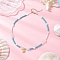 Summer Alloy Turtle Pendant Necklaces, Round Synthetic Turquoise & Shell Pearl & Natural Quartz Crystal Chip & Natural Pearl Beaded Necklaces for Women, Golden, 17.64 inch(44.8cm)