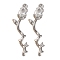 Brass Micro Pave Clear Cubic Zirconia Pendants, Cadmium Free & Nickel Free & Lead Free, Rose, Platinum, 29x11x4mm, Hole: 1.4mm