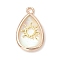 Natural Paua Shell Teardrop Pendants, with Brass Slices, White, Golden, Sun, 18x11.5x4mm, Hole: 1.6mm