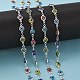 Ручной плоские круглые латунные Lampwork сглаза бисером цепи CHC-P002-01S-7