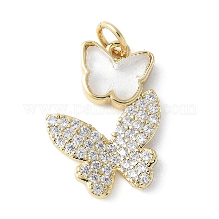 Подвески из латуни микропаве с фианитами и стеклом KK-F892-49G-01-1