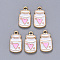 Alloy Enamel Pendants, Cup, Light Gold, White, 17x9.5x1.5mm, Hole: 1.4mm