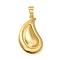 304 Stainless Steel Pendants, Teardrop Charm, Golden, 39.5x22x14mm, Hole: 8.5x4.5mm