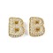 Brass Micro Pave Clear Cubic Zirconia Pendants, Cadmium Free & Nickel Free & Lead Free, Letter B, 24.5X23X7.5mm, hole: 4x2mm