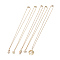 Pendant Necklaces, with 304 Stainless Steel Cable Chains & Lobster Clasps, Brass Cubic Zirconia Charms and Box, Flat Round/Lotus/Butterfly/Pineapple/Fishbone, Golden, 17.71 inch(45cm), 1.5mm