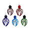 Handmade Silver Foil Lampwork Big Pendants, with Gold Sand, Crab Legs, Mixed Color, 58~60x27~30x12~13mm, Hole: 6.5~7x6~6.5mm