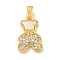 Brass Micro Pave Clear Cubic Zirconia Pendants, Cadmium Free & Nickel Free & Lead Free, with Shell, Bear, Real 18K Gold Plated, 17x11x3mm, Hole: 4x2mm