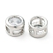 Rack Plating Brass Micro Pave Clear Cubic Zirconia Slide Charms, 
Long-Lasting Plated, Flat Round, Platinum, 6x4mm, Hole: 3x1.5mm
