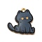 Printed Alloy Pendants, Cat Charm, Light Gold, Slate Gray, 20x20x2mm, Hole: 2mm