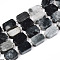 Natural Eagle Eye Stone Beads Strands, with Seed Beads, Rectangle, 12~12.5x8~9x4~4.5mm, Hole: 0.9mm, about 14pcs/strand, 7.68''(19.5cm), Seed Beads: 3x3x2, Hole: 0.8mm.