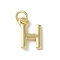 Rack Plating Brass Charms, Cadmium Free & Lead Free, Long-Lasting Plated, Real 18K Gold Plated, Letter H, 12x8x1.5mm, Hole: 3.2mm