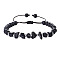Natural Grey Moonstone Round Beads & Chips Braided Bead Bracelets for Women Men, Inner Diameter: 5/8 inch(1.5cm)~1-1/8 inch(3cm)