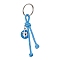Cross & Evil Eye Zinc Alloy Enamel Pendants Keychains, with Polyester Cord and Iron Split Ring, Light Sky Blue, 10cm