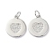 Brass Cubic Zirconia Pendants, with Jump Ring, Long-Lasting Plated, Lead Free & Cadmium Free, Flat Rounnd with Heart Pattren, Real Platinum Plated, 15.7x13.7x1.7mm